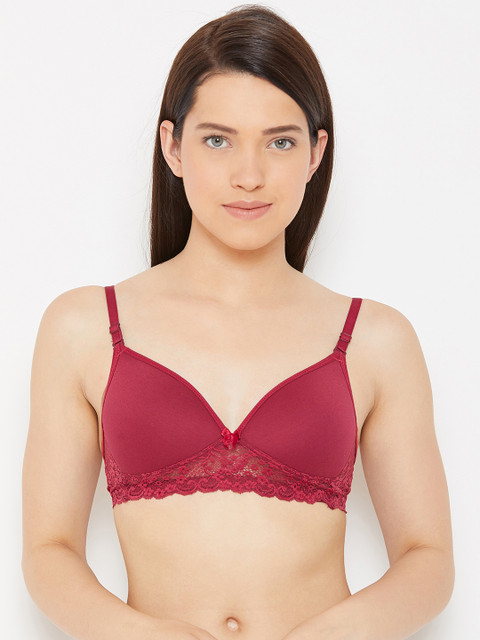 

Lady Lyka Maroon Solid Non-Wired Lightly Padded T-shirt Bra GEMINI