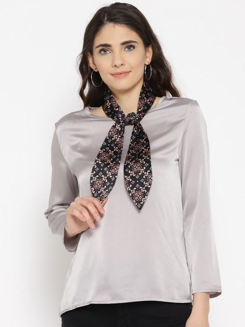 

Blueberry Black & Pink Printed Scarf