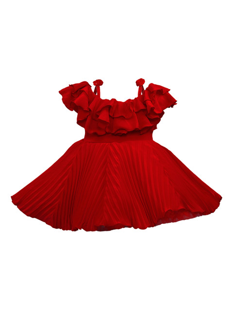 

Wish Karo Girls Red Solid Fit and Flare Dress