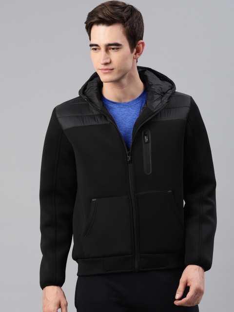

HRX by Hrithik Roshan Men Black Solid Active Tailored Hooded Jacket