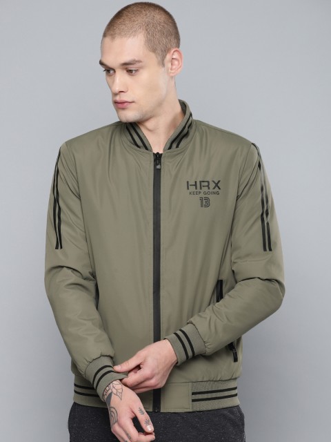 

HRX by Hrithik Roshan Men Olive Green Solid Active Bomber Jacket