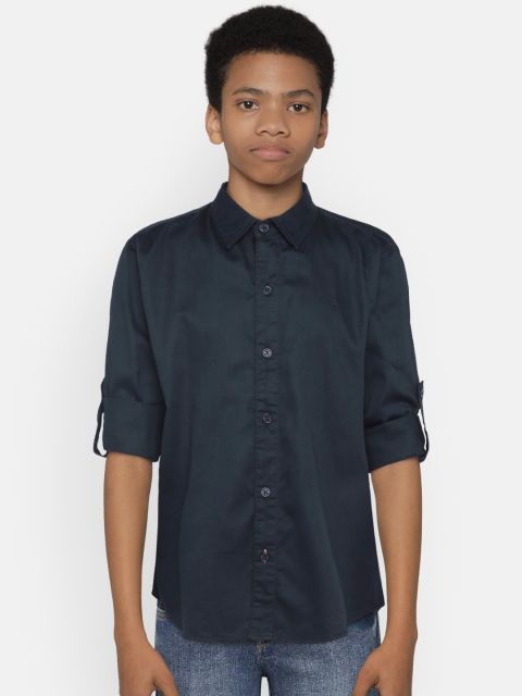 

Gini and Jony Boys Navy Blue Regular Fit Solid Casual Shirt