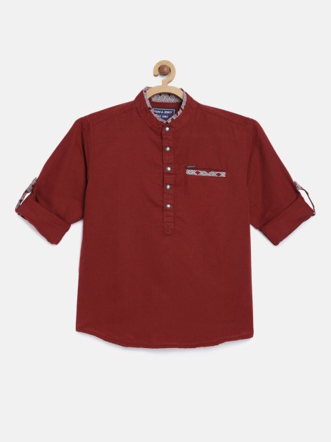 

Gini and Jony Boys Maroon Regular Fit Solid Casual Shirt