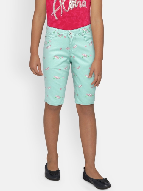 

Palm Tree Girls Sea Green Printed Slim Fit Capris