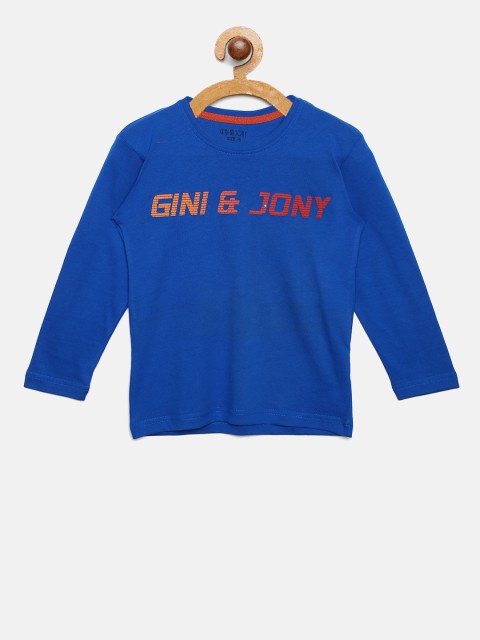 

Gini and Jony Boys Blue Solid Round Neck T-shirt