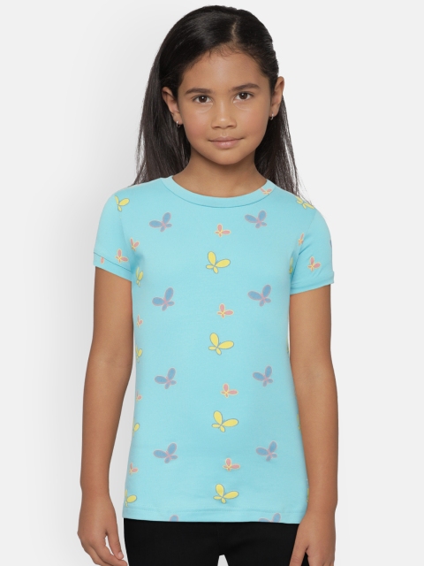 

Palm Tree Girls Blue & Yellow Printed T-Shirt