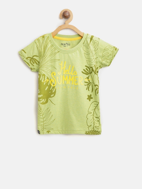 

Palm Tree Boys Olive Green Printed Round Neck T-shirt