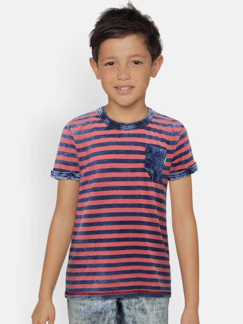 

Palm Tree Boys Red & Navy Blue Striped T-shirt