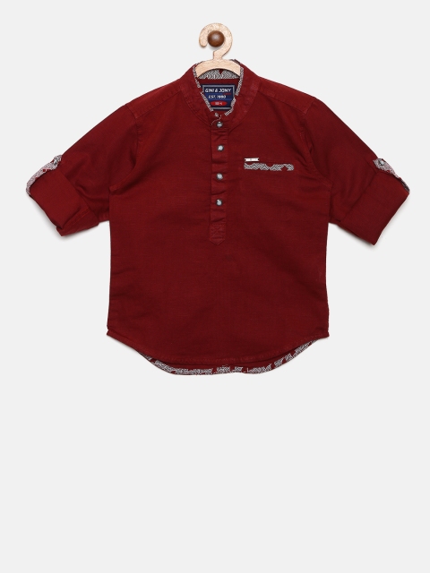 

Gini and Jony Boys Maroon Regular Fit Solid Casual Shirt
