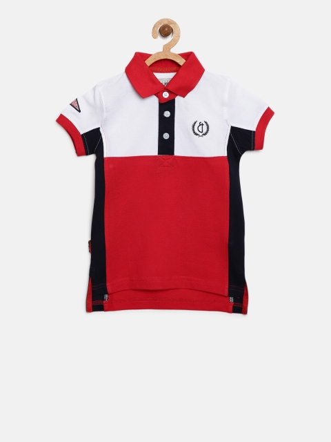 

Gini and Jony Boys Red & White Colourblocked Polo Collar T-shirt