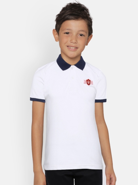 

Palm Tree Boys White Solid Polo Collar T-shirt