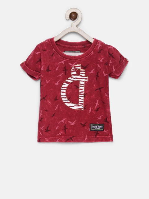 

Gini and Jony Boys Red Printed Round Neck T-shirt