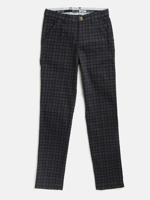 

Gini and Jony Boys Black & Grey Slim Fit Checked Formal Trousers