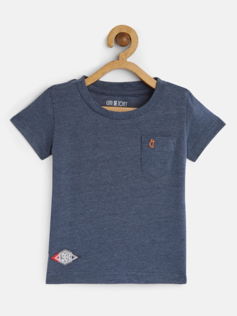 

Gini and Jony Boys Blue Printed Round Neck T-shirt
