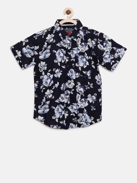 

Gini and Jony Boys Navy Blue & White Regular Fit Printed Casual Shirt