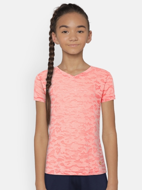 

Gini and Jony Girls Coral Pink Camouflage Pattern V-Neck T-shirt