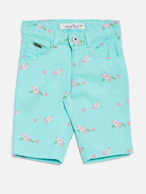 

Palm Tree Girls Sea Green & Pink Printed Regular Fit Capris