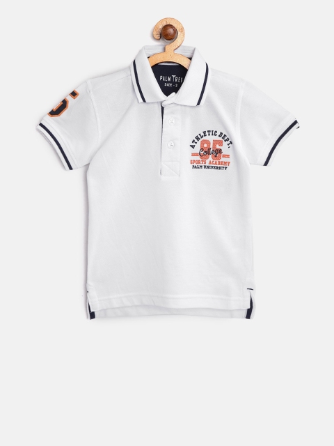 

Palm Tree Boys White Solid Polo T-Shirt