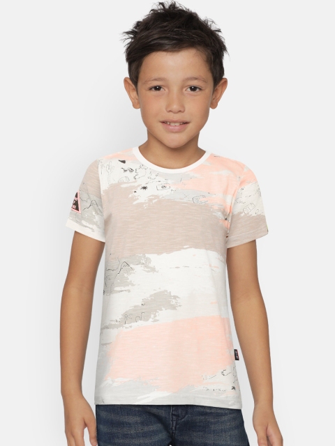 

Gini and Jony Boys Off-White & Grey Printed Round Neck T-shirt