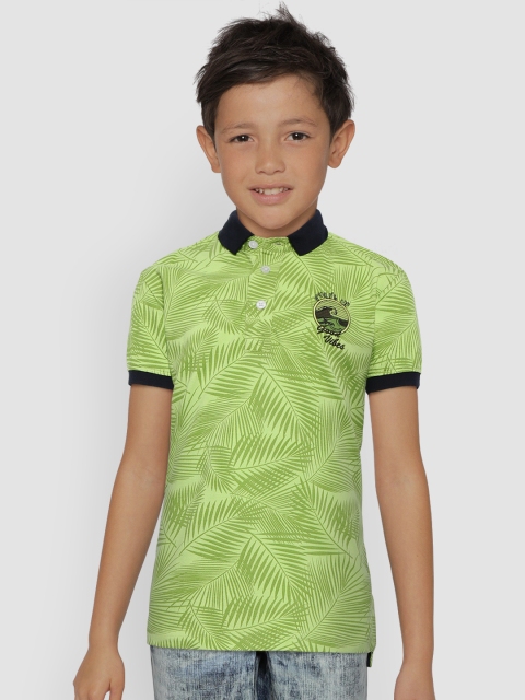 

Gini and Jony Boys Green Printed Polo Collar T-shirt