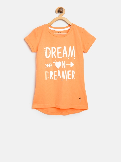 

Palm Tree Girls Orange Printed Round Neck T-shirt