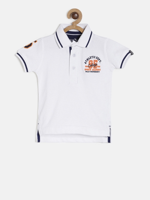 

Palm Tree Boys White Solid Polo Collar Pure Cotton T-shirt