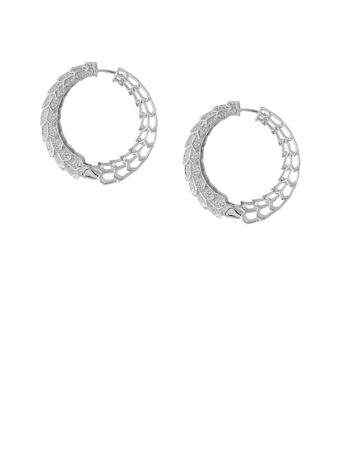 

shaze Women Rhodium-Plated & Antique Circular Hoop Earrings, Silver