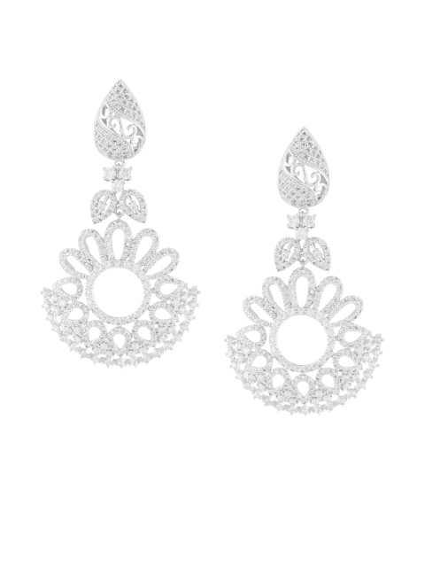 

shaze Women Rhodium-Plated & Antique Contemporary Drop Earrings, Silver