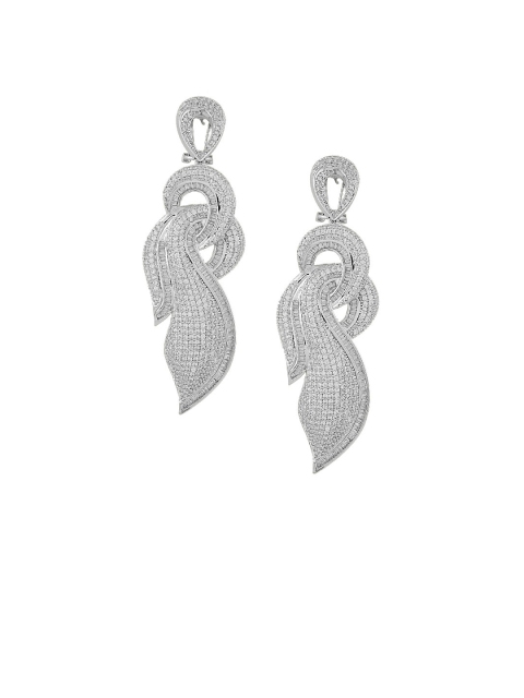 

shaze Women Rhodium-Plated & Antique Leaf Shaped Drop Earrings, Silver