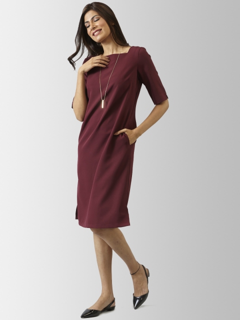 

FableStreet Women Maroon Solid Sheath Dress