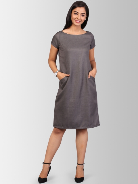 

FableStreet Women Grey Solid A-Line Dress