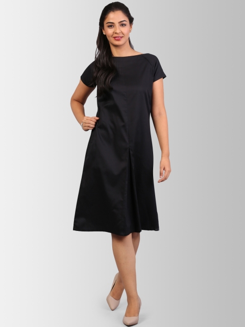 

FableStreet Women Black Solid A-Line Dress
