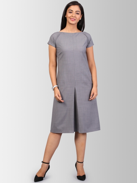 

FableStreet Women Grey Solid A-Line Dress