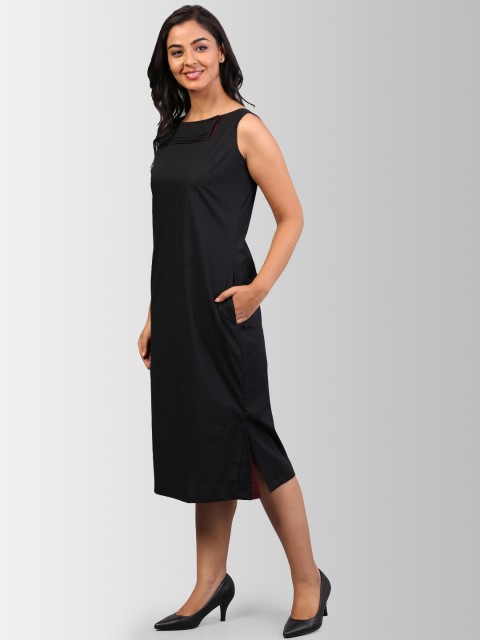 

FableStreet Women Black Solid A-Line Dress