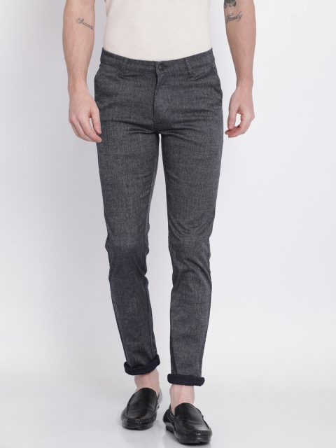 

NO NEXT Men Charcoal Grey Slim Fit Solid Regular Trousers