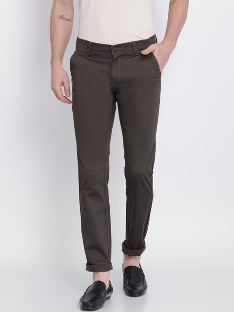 

NO NEXT Men Brown Smart Slim Fit Self Design Regular Trousers