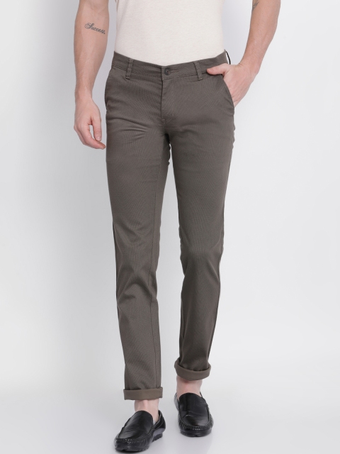 

NO NEXT Men Brown Smart Slim Fit Self Design Regular Trousers