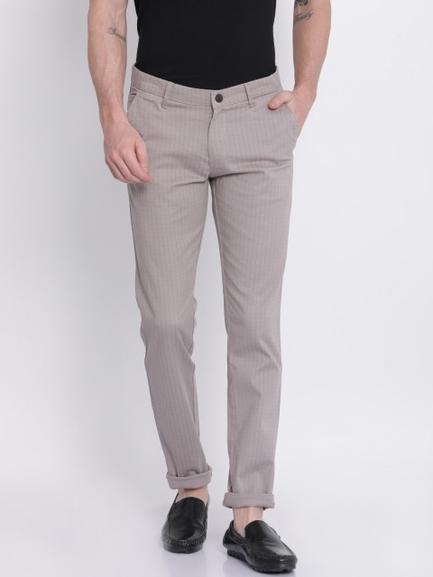 

NO NEXT Men Beige Smart Slim Fit Checked Regular Trousers