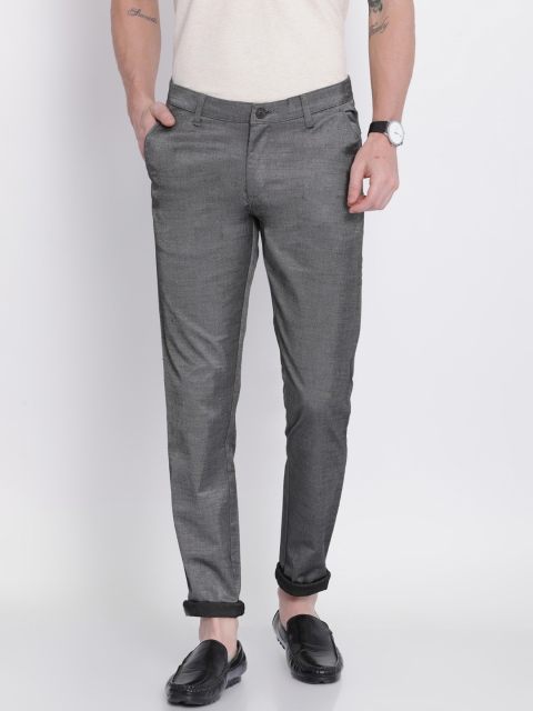 

NO NEXT Men Grey Smart Slim Fit Solid Regular Trousers