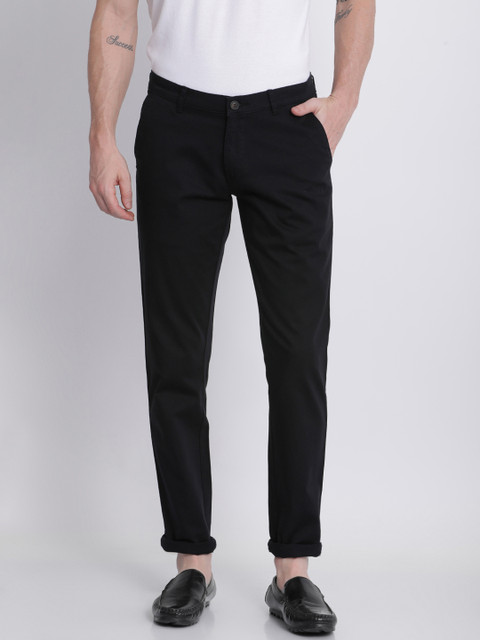 

NO NEXT Men Black Smart Slim Fit Solid Regular Trousers