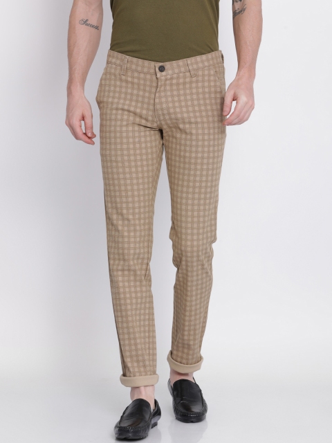 

NO NEXT Men Khaki Smart Slim Fit Checked Regular Trousers