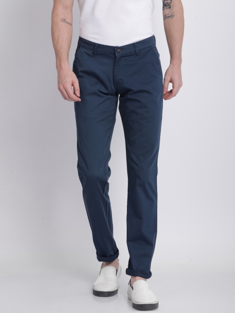 

NO NEXT Men Navy Blue Smart Slim Fit Solid Regular Trousers