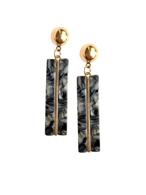 

Foxy Sperks Gold-Plated Geometric Drop Earrings, Black