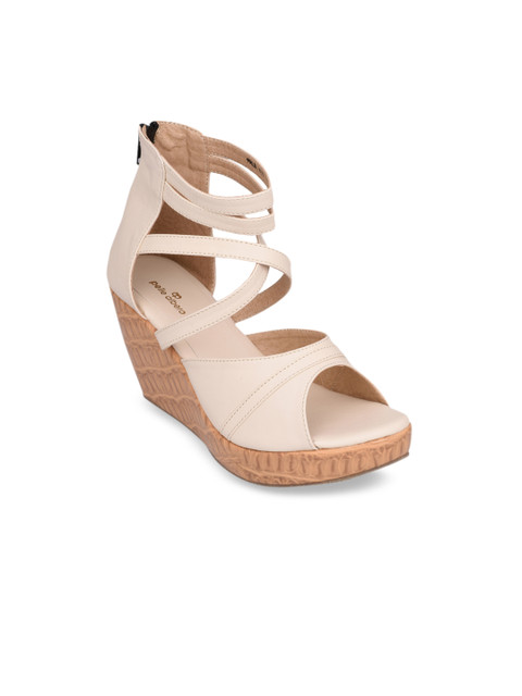 

pelle albero Women Cream-Coloured Solid Sandals