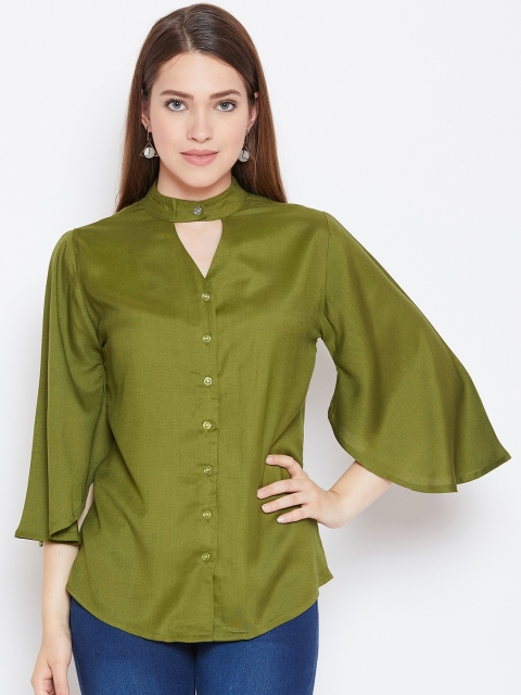 

ANTS Women Olive Green Solid Shirt Style Top