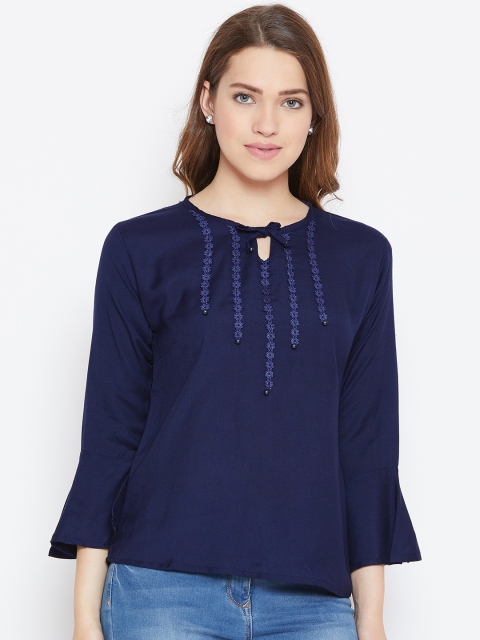 

ANTS Women Navy Blue Solid Top
