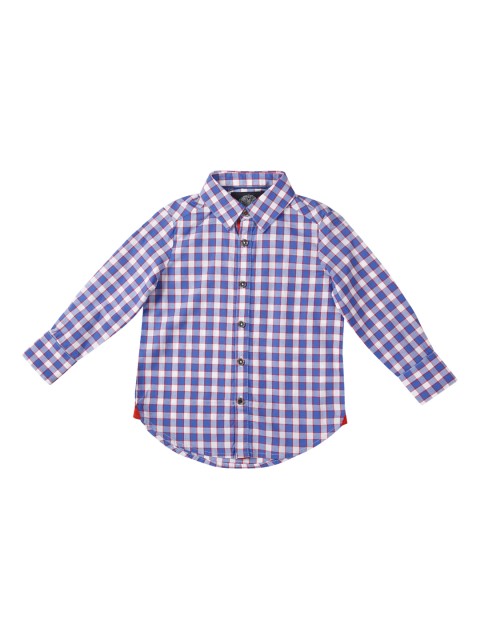 

One Friday Boys Blue & White Regular Fit Checked Casual Shirt