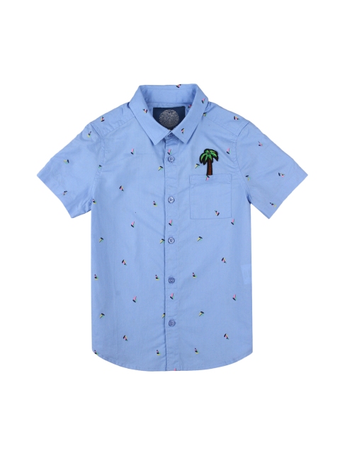 

One Friday Boys Blue Regular Fit Printed Casual Shirt