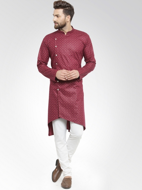 

SOJANYA Men Maroon & Off-White Printed Kurta with Churidar