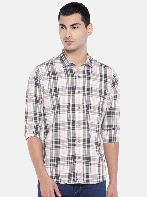 

EVOQ Men Pink & White Regular Fit Checked Casual Shirt